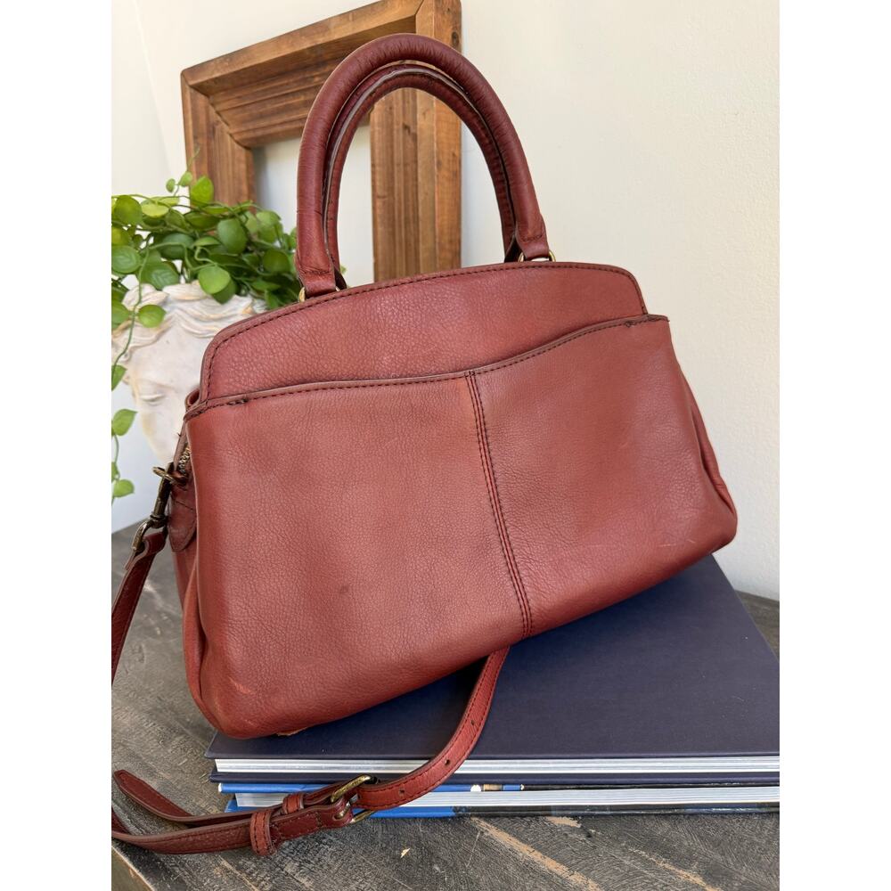 American Leather Co Burgundy Leather Satchel Crossbody Bag - Picture 6 of 14